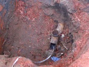 Rusted and Corroded Sewer Pipe About To Be Repaired Using The Trenchless Method.